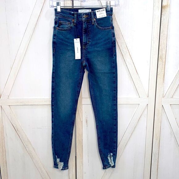 Topshop Jamie High Waisted Skinny Ripped Hem Jeans Size 2 - Picture 3 of 16